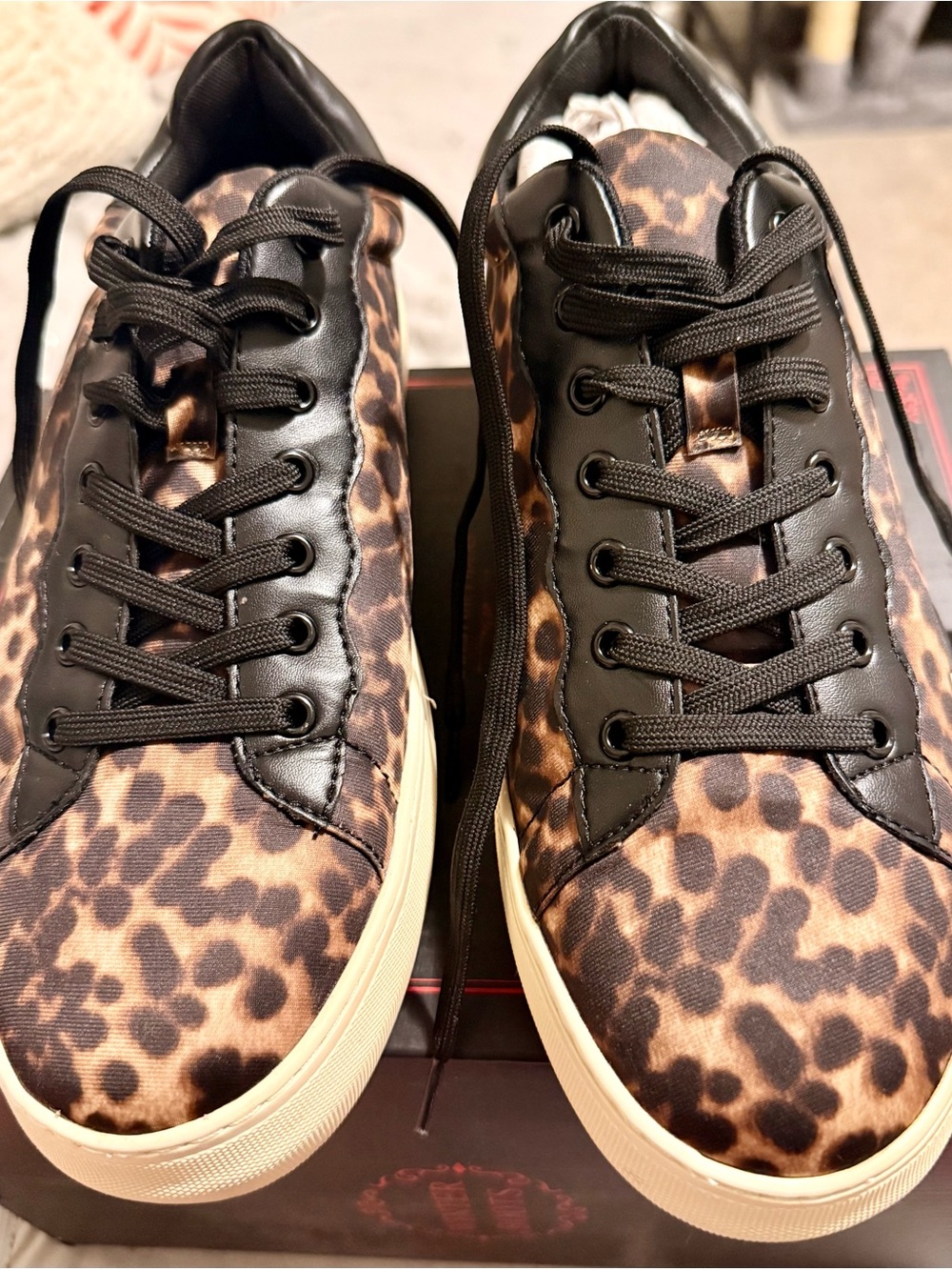 Vince Camuto Leopard Print Sneakers with Black Trim